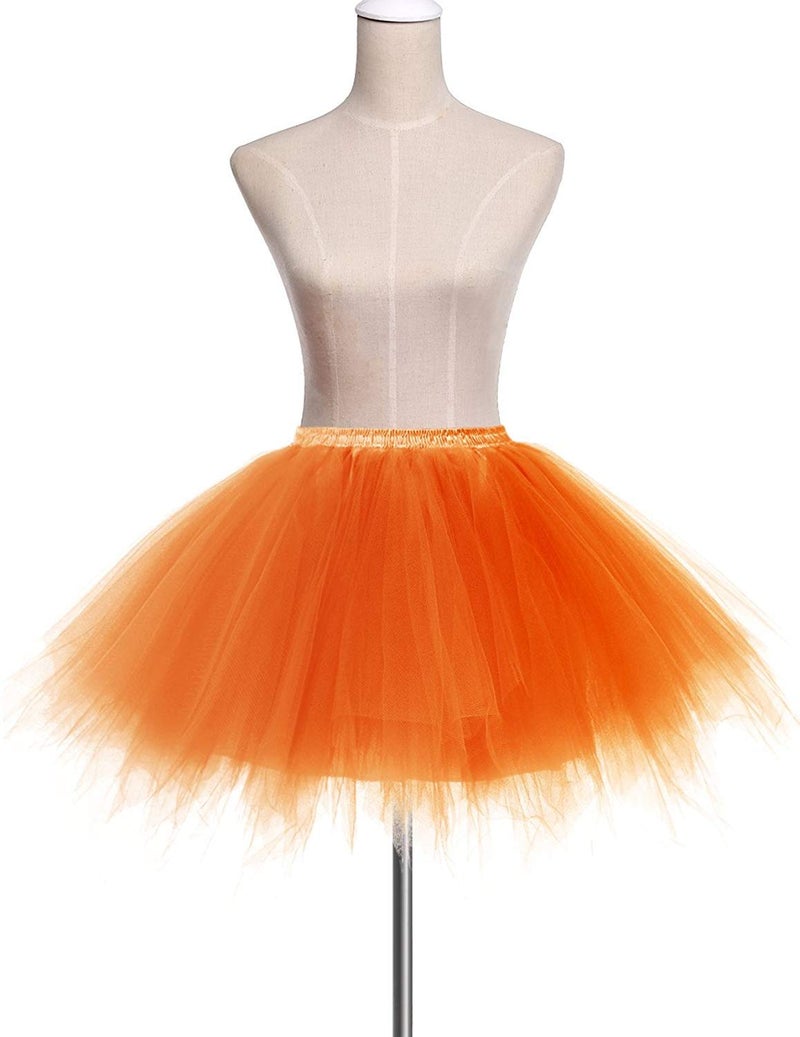 ChicWind Womens Orange Plus Size Puffy Tutu Layered Tulle Petticoat Skirt - Image 2